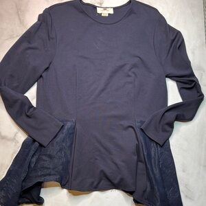 LOST INK Mixed Media Asymmetric Flutter Top Long Sleeves Tunic